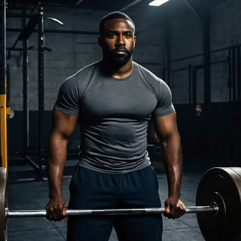 A man mid-lift with a loaded barbell